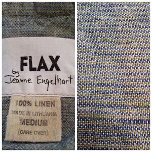 Vintage FLAX BY JEANNE ENGELHART Sz M 100% Linen 2 Piece Pants Top Set Lagenlook